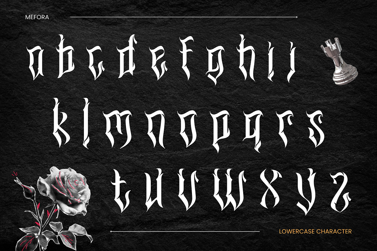 Mefora - Blackletter Logo Font, a Blackletter Font by Nirmana Visual (Photo 3 of 8)