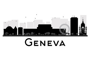 Geneva City Skyline Silhouette