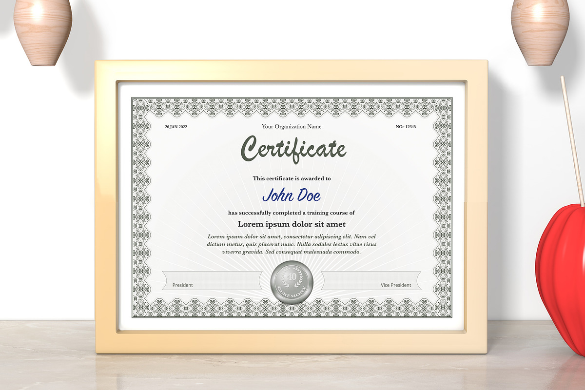 Simple, Clean Certificate Design, a Stationery Template by Aabhaas (Photo 1 of 2)