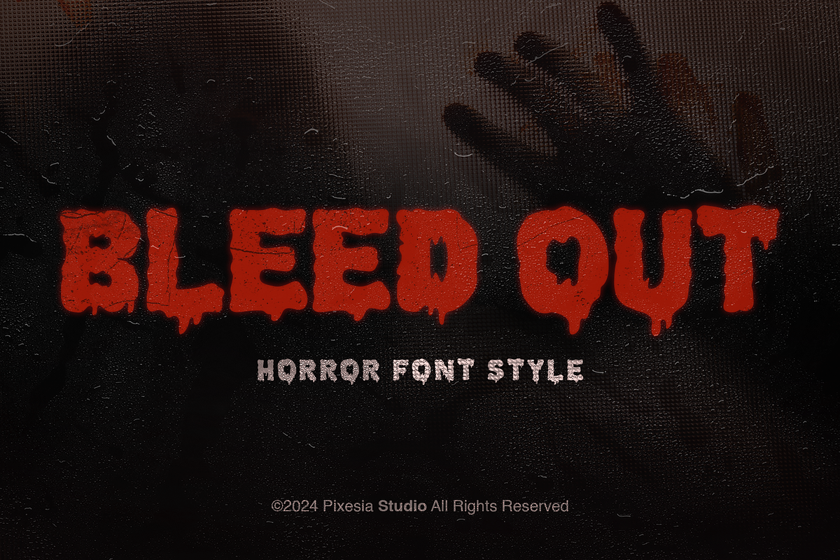 Bleed Out - Dripping Display Font, a Handwritten Font by Pixesia Studio (Photo 1 of 12)