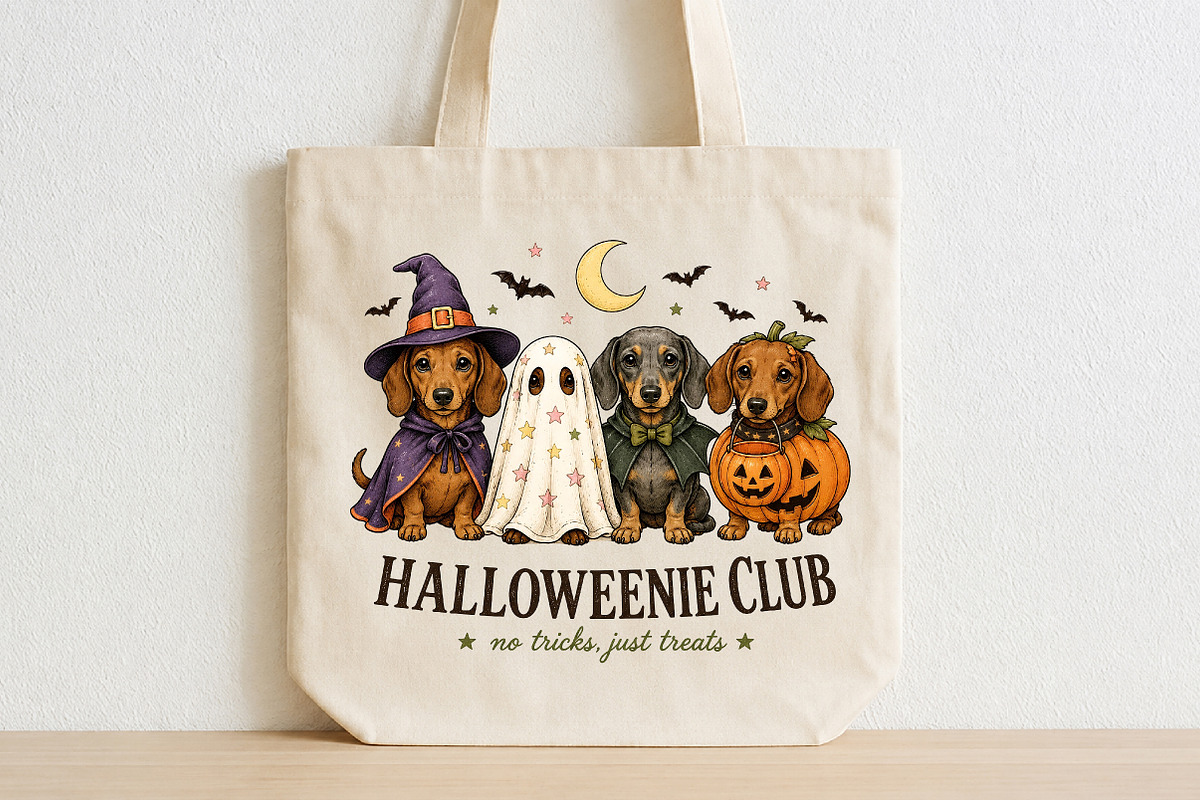 Vintage Halloween Dachshund Dog PNG, a Seasonal Illustration by CraftArtStudio (Photo 2 of 4)