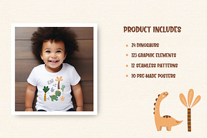 Baby Dino Set. Graphic & Pattern