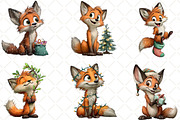 Quirky Christmas Fox Clipart, an Illustration by Black Bird Studio (Thumbnail 3 of 6)