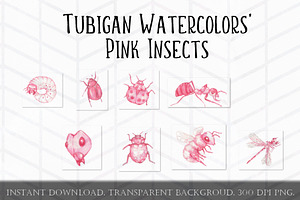 8 Pink Whimsical Insects