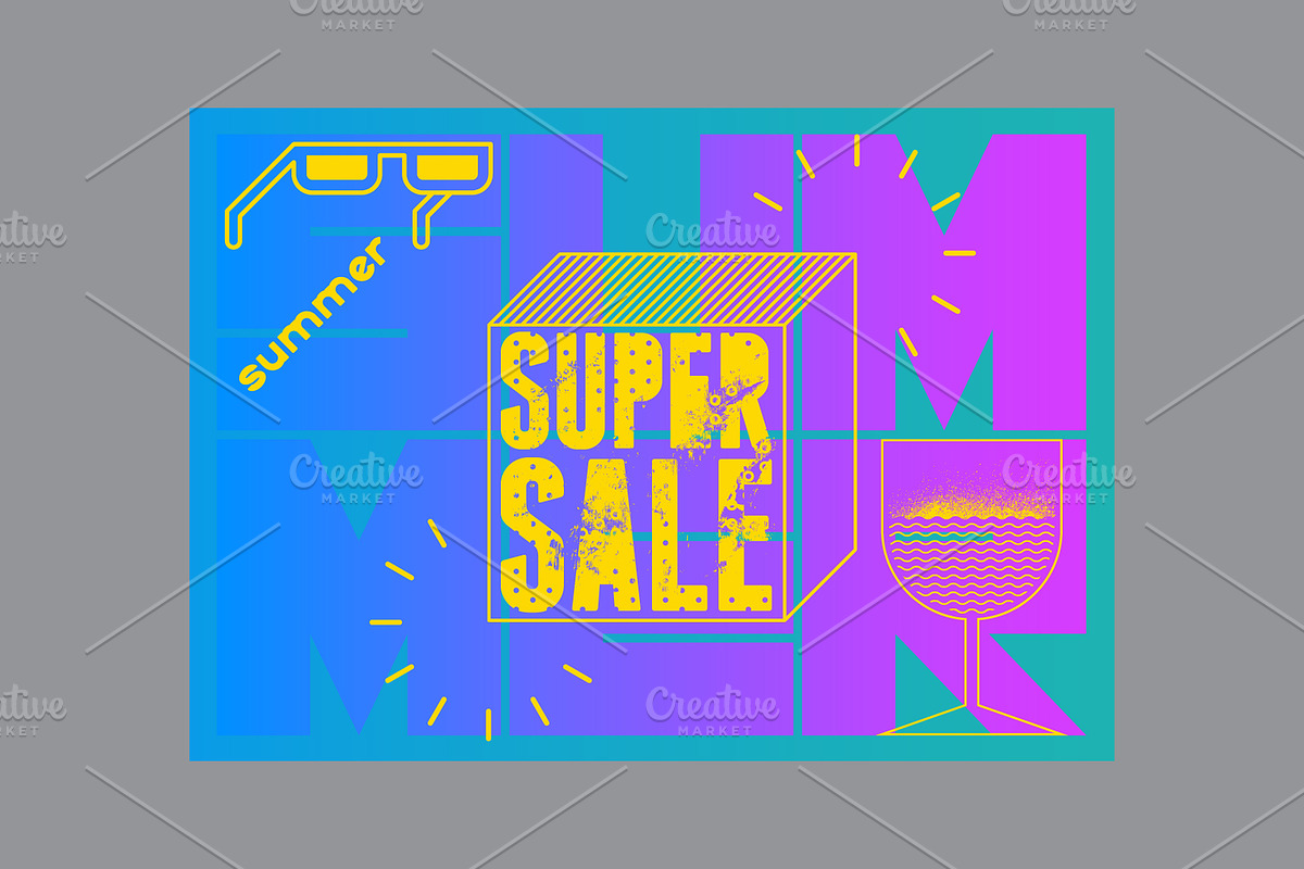 Summer Sale grunge vector poster set, a Seasonal Illustration by PoPaShop (Photo 7 of 9)