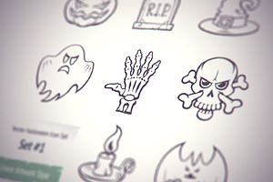 Halloween Sketch Icons Set
