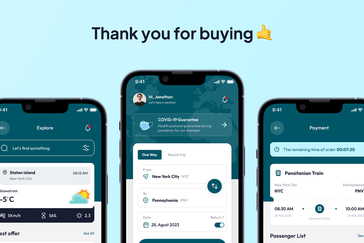 Pegitrain - Train Booking Ticket App, an UI Kit Template by Minialis (Photo 6 of 6)