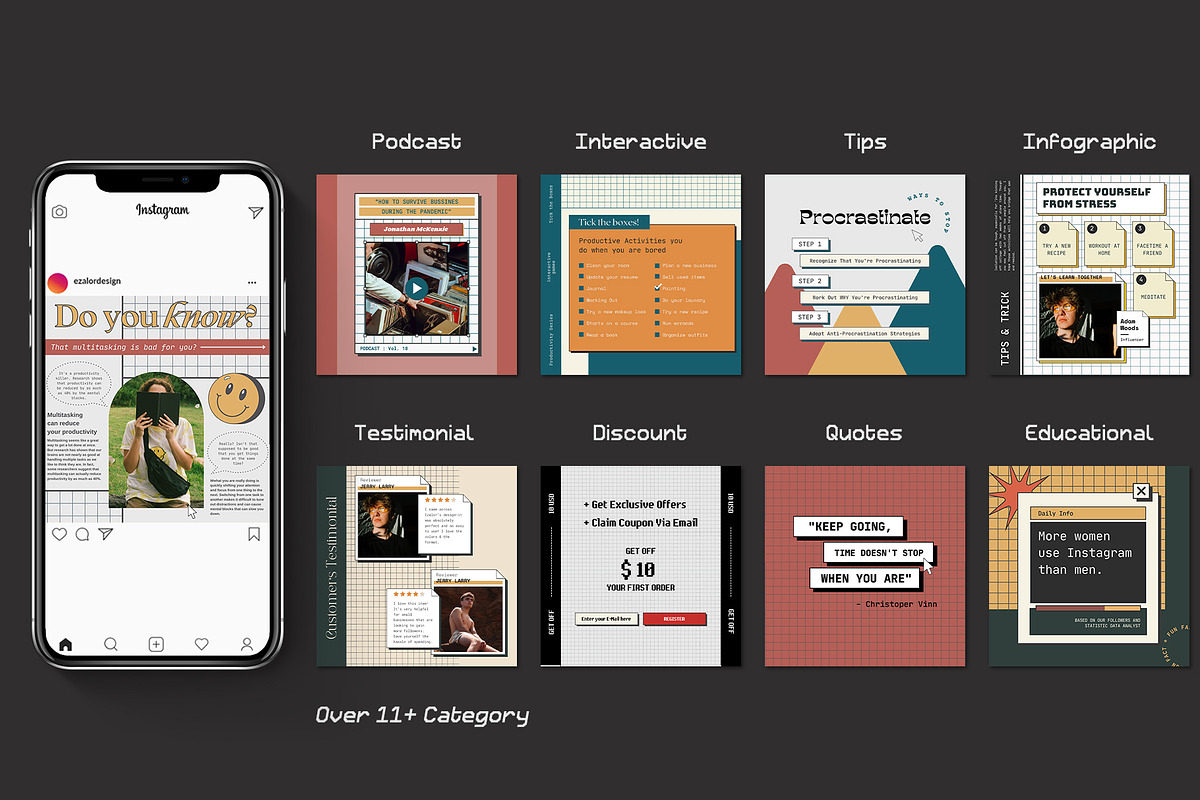 Instagram Engagement Retro CANVA, a Social Media Template by Analogi Studio (Photo 17 of 24)
