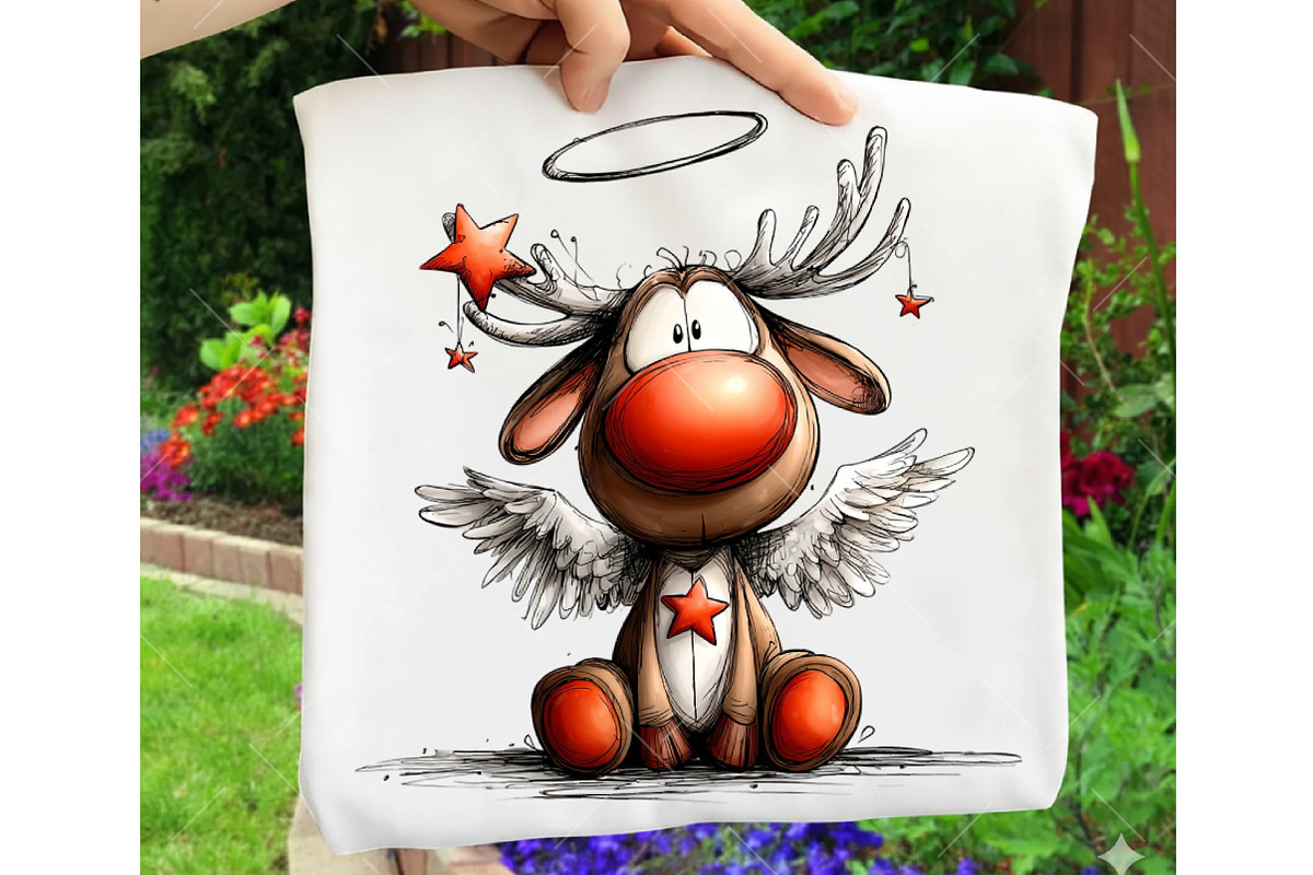 Christmas Funny Reindeer Clipart, an Illustration by OK Design (Photo 5 of 6)