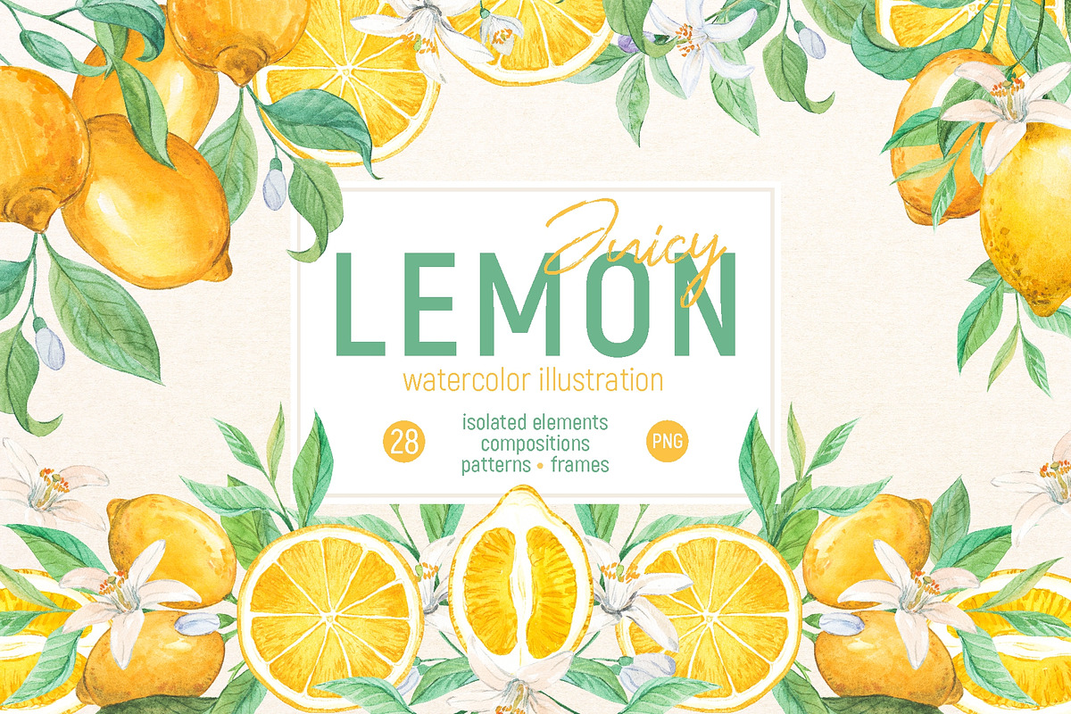 Juicy Lemon. Watercolor set, a Food Illustration by Tata Pilip (Photo 1 of 7)