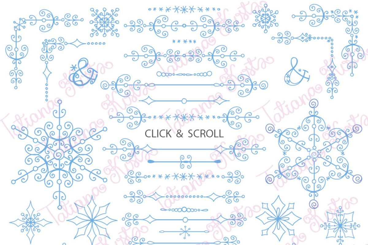 Winter borders,snowflakes,decor, a Decorative Illustration by Tatianakost49 (Photo 2 of 2)
