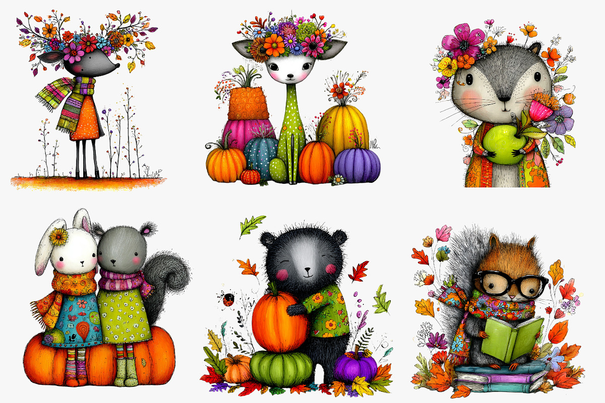 Autumn woodland animals clip art, an Illustration by CreationArt (Photo 5 of 5)
