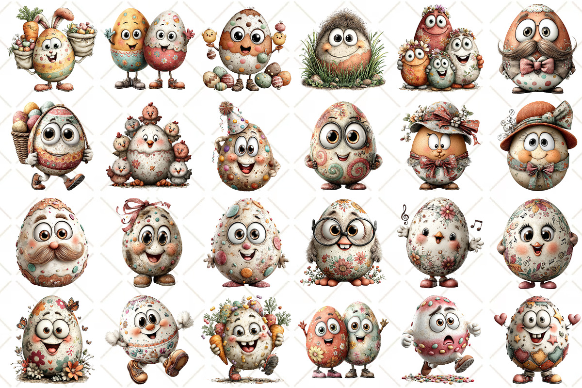 Whimsical Funny Easter Egg Clipart, an Illustration by Black Bird Studio (Photo 2 of 5)
