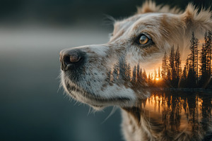 Double exposure of a thoughtful dog face combined with a scenic, an Animal Photo by José Manuel Gelpi