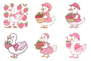 Strawberry Summer Goose Clipart, an Illustration by SinaCreation (Thumbnail 5 of 11)