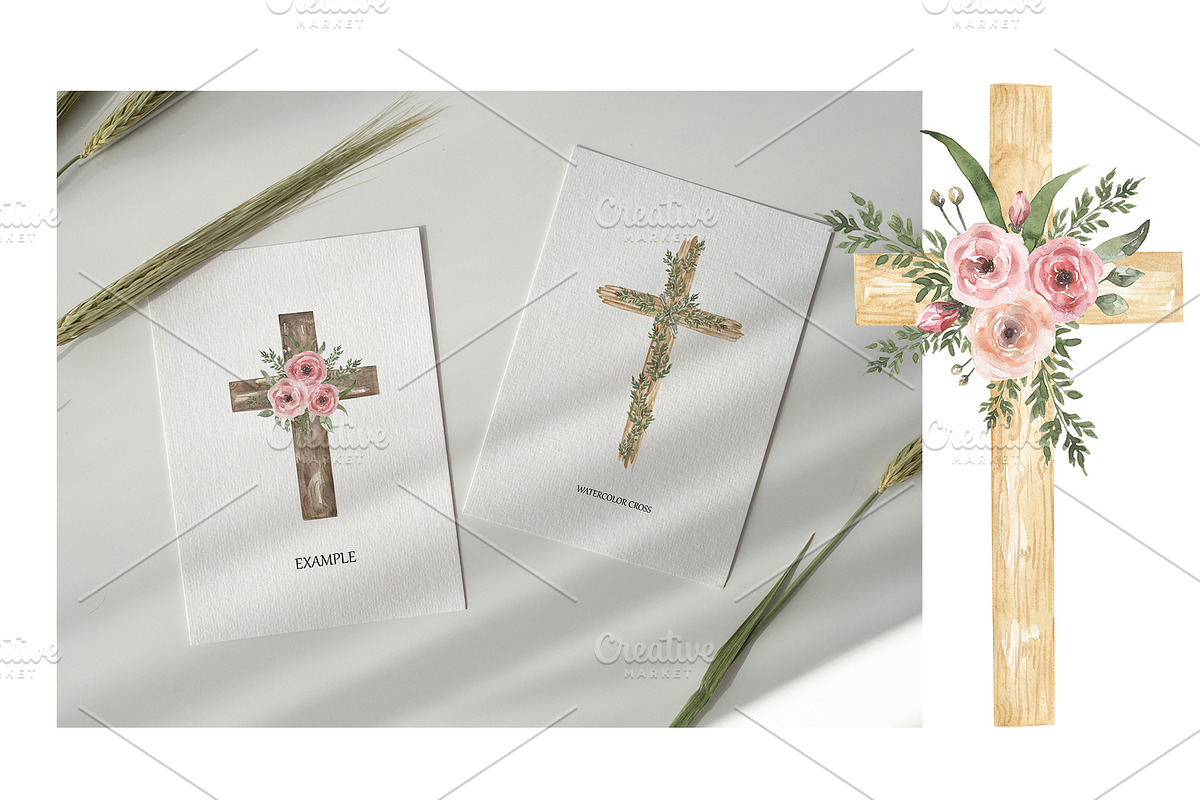 Watercolor Cross Collection, a Decorative Illustration by MayaNavits (Photo 4 of 7)
