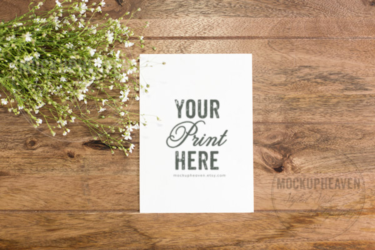 SET of 2 Rustic 5x7 Card Mockup, a Print Template by MockUpHeaven (Photo 2 of 4)