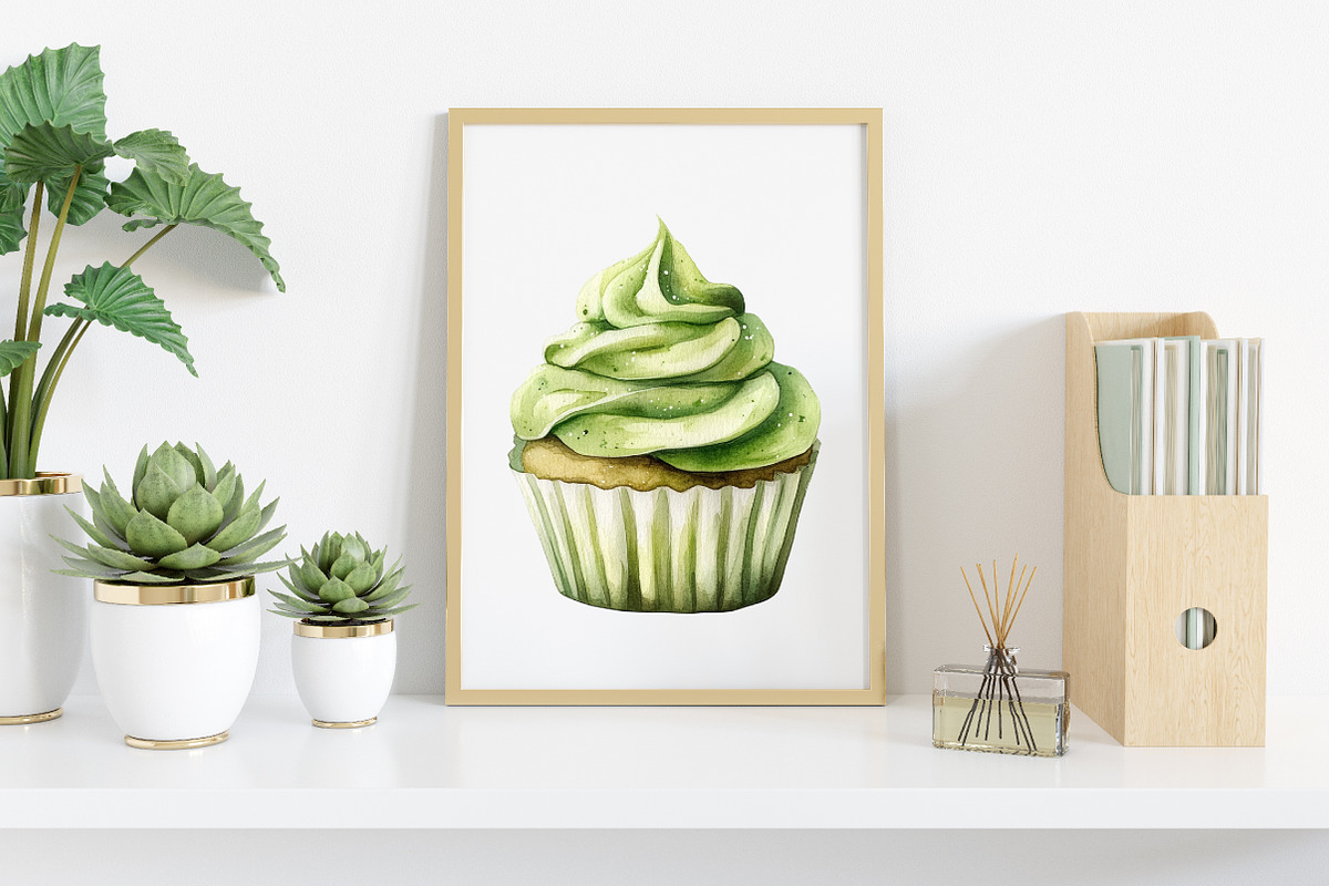Watercolor Matcha Green Tea Clipart, an Illustration by Canvas Craft (Photo 5 of 7)