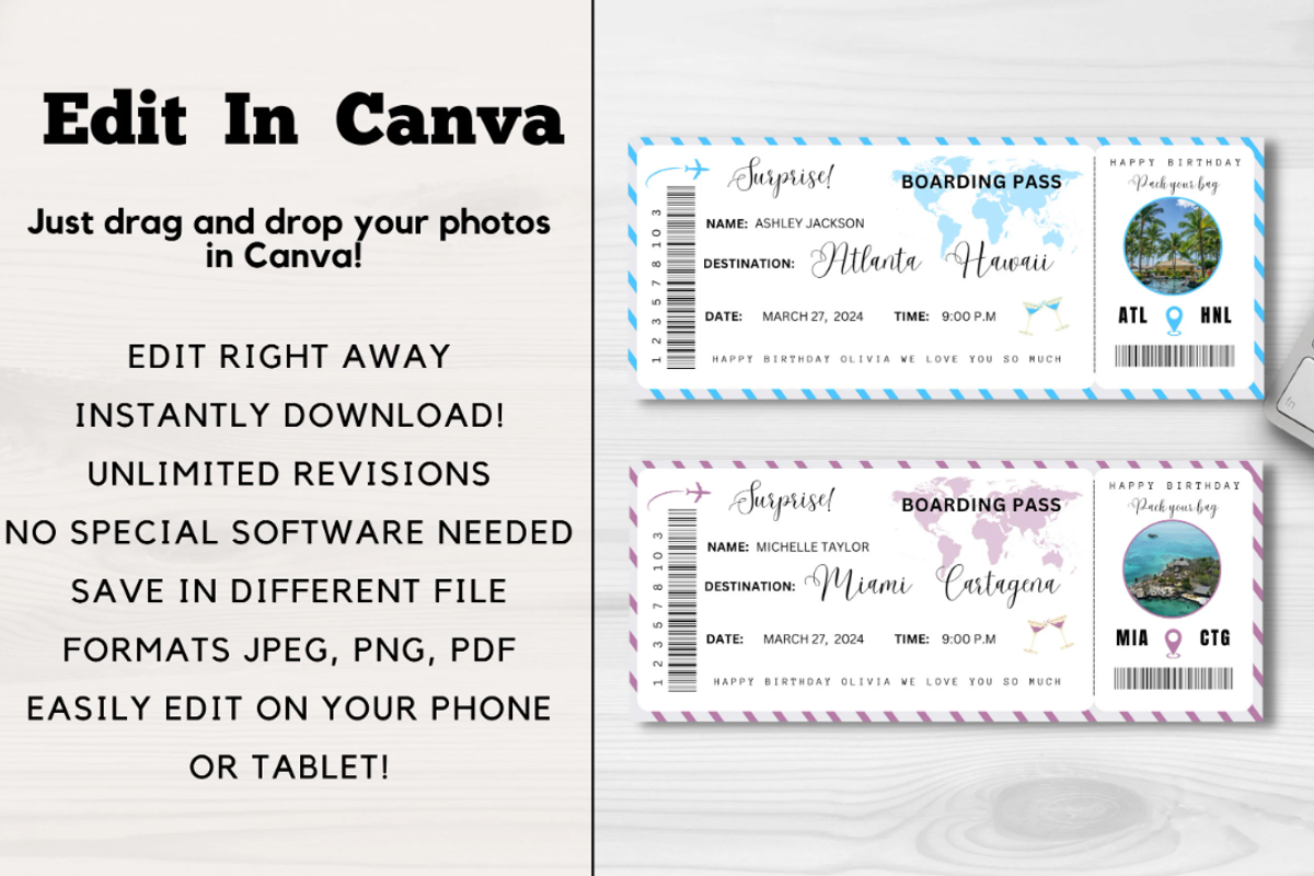 Editable Boarding Pass Template, a Card Template by YasdeyDesigns (Photo 4 of 6)