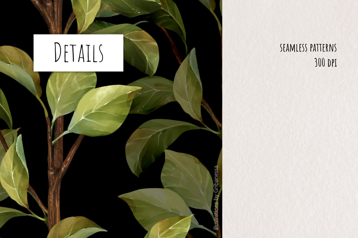 Botanical Leaves Pattern Set, a Pattern Graphic by Gribanessa (Photo 4 of 4)