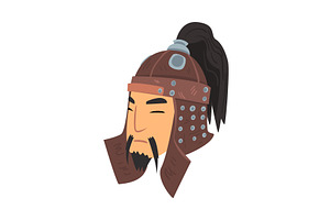 Face of Mongol Warrior, Central, an Object Illustration by TopVectors
