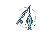 Minimal Fishing Rod Icon Vector Set, an Object Graphic by yasushie (Thumbnail 2 of 16)