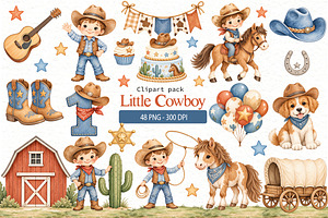 Little Cowboy Clipart Bundle