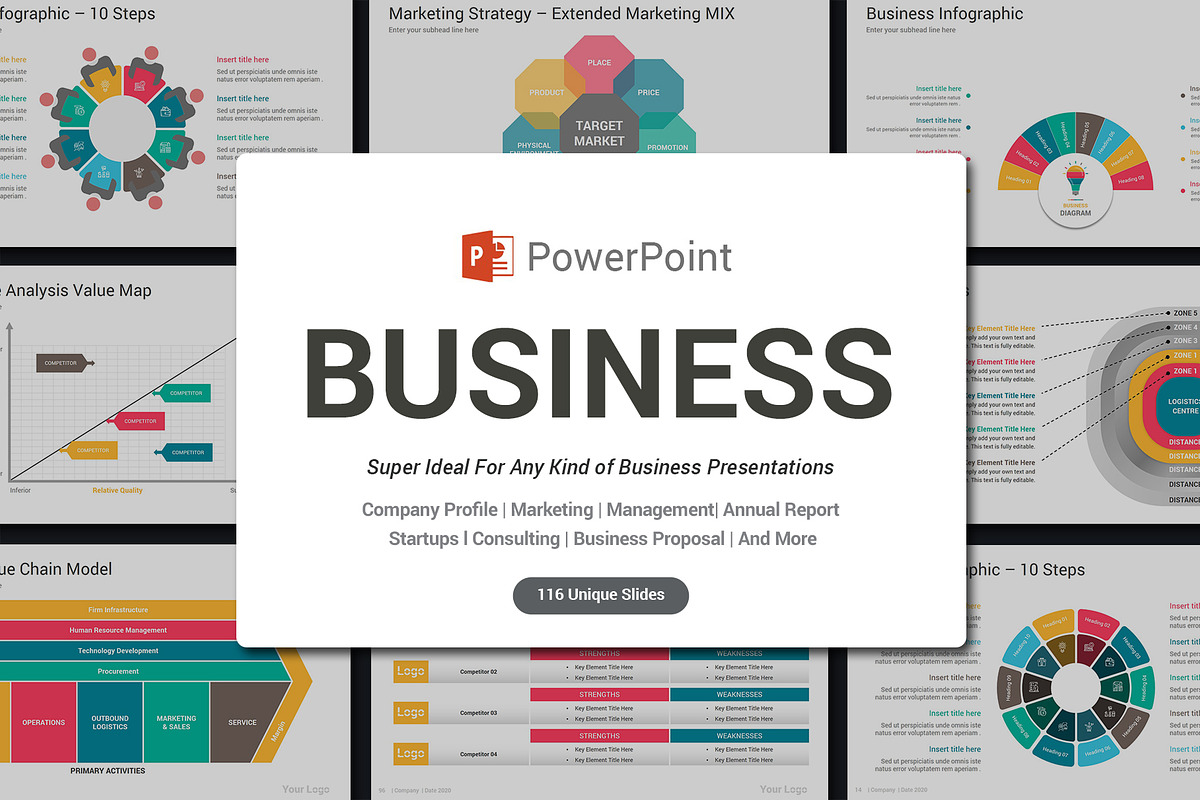 Business PowerPoint Infographics, a Presentation Template by SlideOne (Photo 2 of 17)