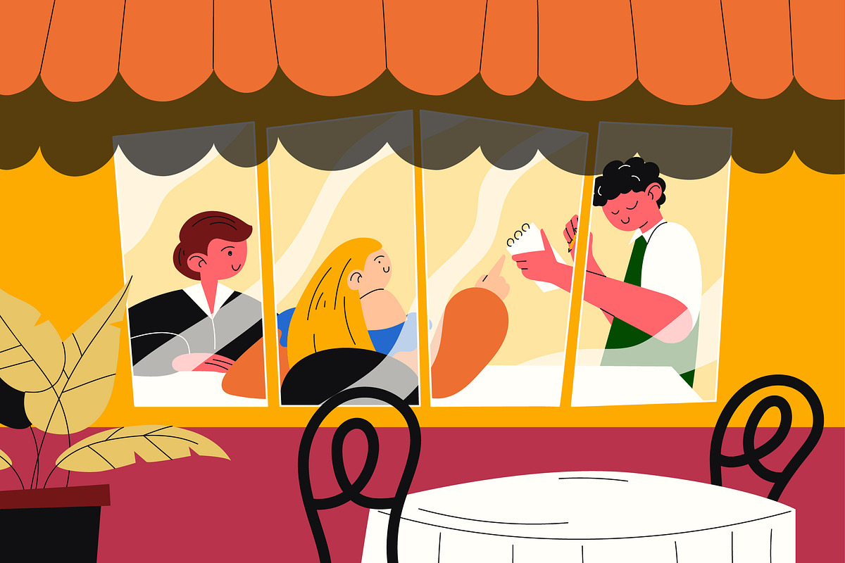 Cream Restaurant Illustration, a Person Illustration by graphicook