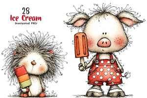 Whimsical Ice Cream Pngs, an Illustration by SinaCreation