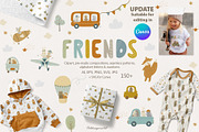 Friends animals & transport clipart, an Animal Illustration by polikarpovaart (Thumbnail 1 of 12)