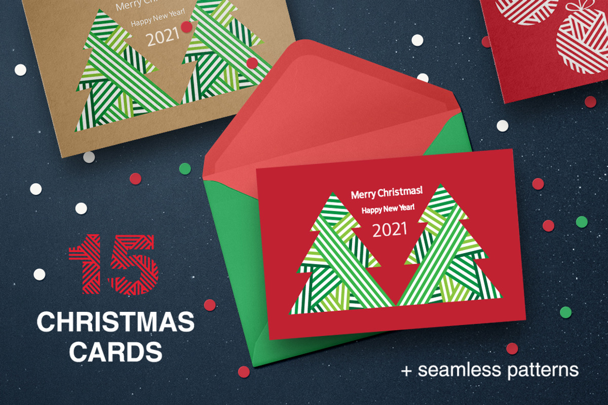 Christmas Cards & Patterns, a Card Template by Tkoko vectors & patterns (Photo 1 of 12)