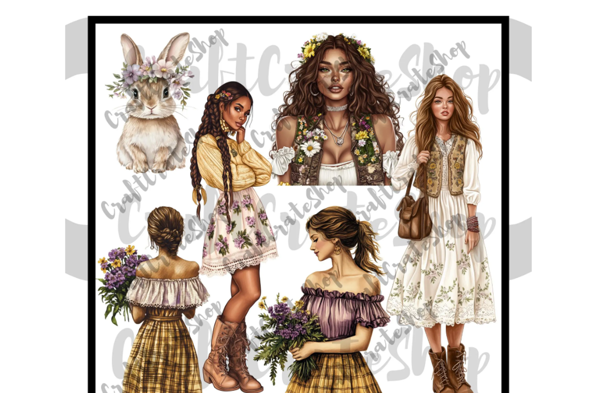 Watercolor Boho Spring Clipart, an Illustration by CraftCrateShop (Photo 7 of 7)