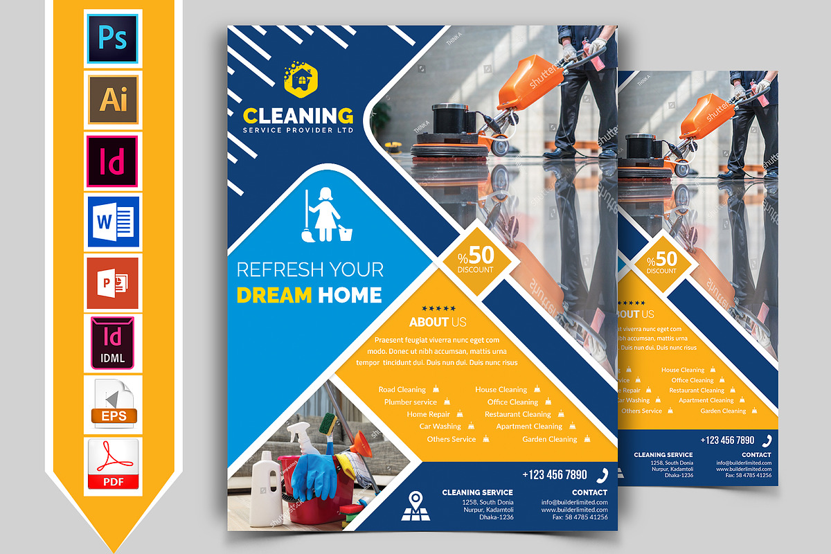 10 Cleaning Service Flyers Bundle, a Flyer Template by Imagine Design Studio (Photo 6 of 12)