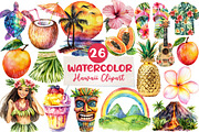 Watercolor Hawaii Clipart, an Illustration by CreationArt (Thumbnail 1 of 5)