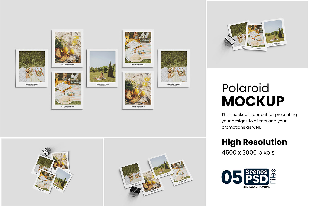 Polaroid Mockup, a Product Mockup by bimockup (Photo 1 of 6)