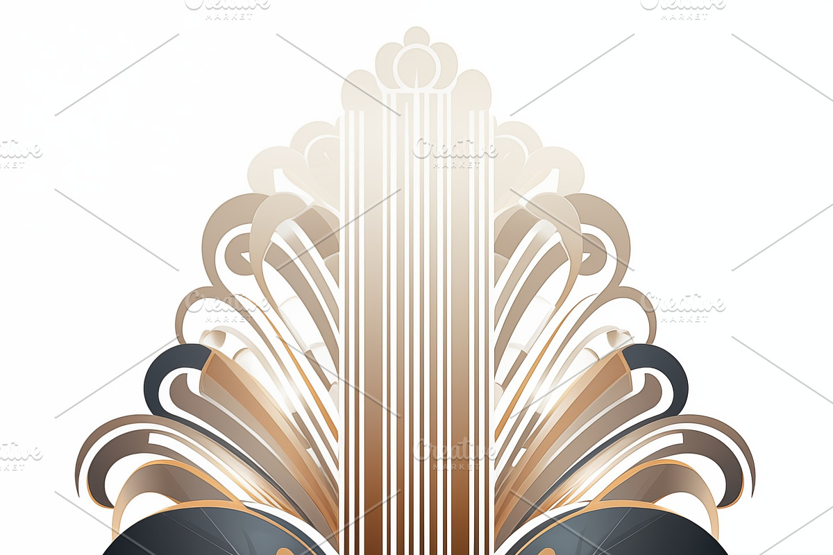 An elegant art deco design featuring a stylized peacock motif with ...