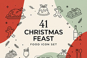 41 Christmas Feast Vector Icons, an Outline Icon by adenpinkstore (Thumbnail 1 of 21)