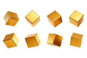 Golden 3d square with cubes box, an Object Illustration by winwin.art