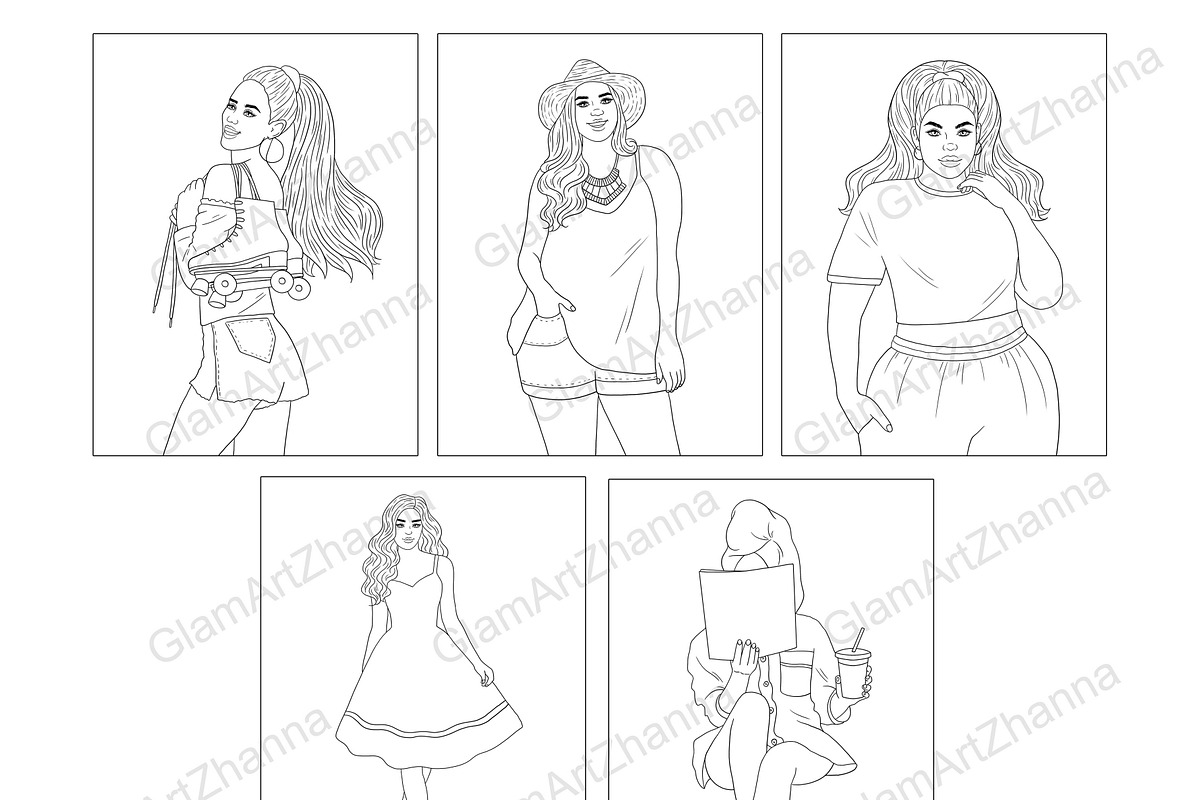 Coloring Book 12 Girls, a Person Illustration by GlamArtZhanna (Photo 2 of 4)