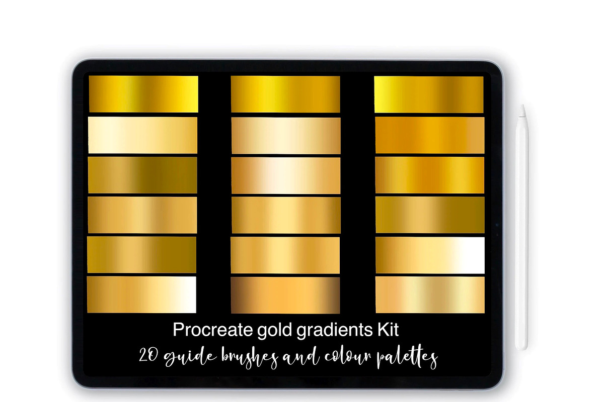 Procreate gold gradients kit, a Brushes & More by Illustration Tribe (Photo 1 of 2)