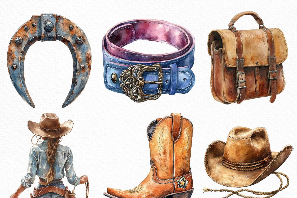 Watercolor Western Clipart Bundle, an Illustration by Craft Nest (Photo 4 of 6)