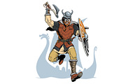 Viking with ax and shield attacks, an Illustration by Ledokolua (Thumbnail 1 of 2)