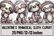 Valentine's Whimsical Sloth Clipart, an Illustration by Design Market (Thumbnail 1 of 3)