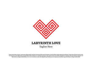 Heart Maze Logo Design Icon Vector, a Branding & Logo Template by Morvana Crew