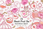 Peach Fruit Tea Clipart, Hand Drawn, a Food Illustration by TitaLivingArt (Thumbnail 1 of 9)