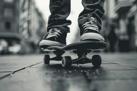 Photo of shoes on a skateboard, a Person Photo by MistyDay