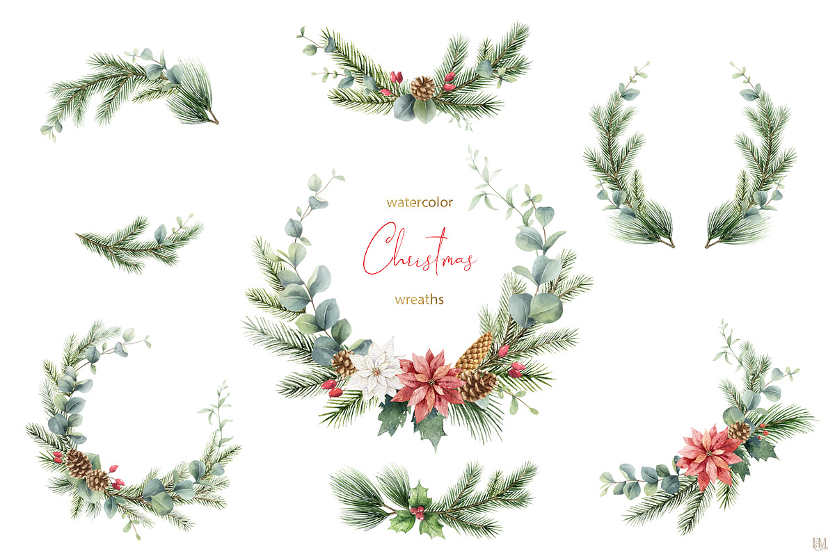 Christmas time 3. Watercolor clipart, an Illustration by Elena Medvedeva (Photo 2 of 10)