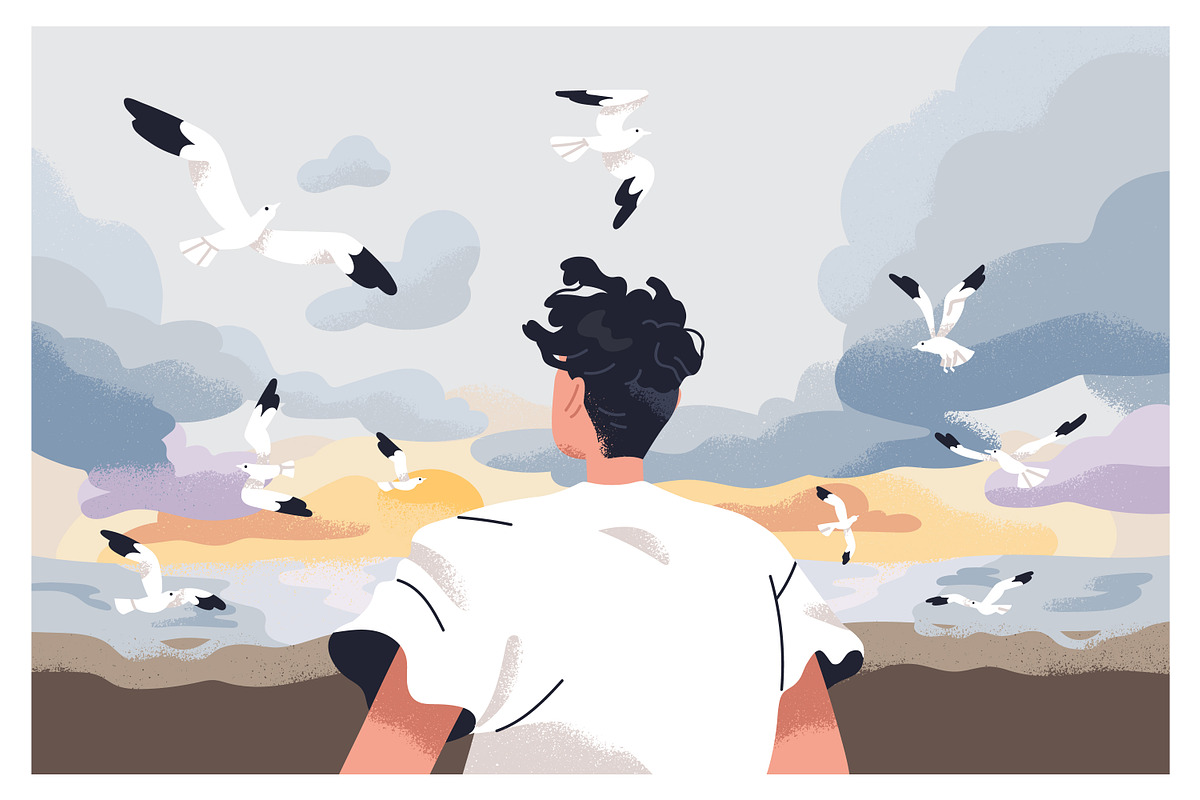 People looking at sky in nature set, a Person Illustration by Good Studio (Photo 4 of 13)