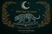 Wild Tiger & Leaves Botanical Vector, an Object Illustration by Christine Krahl (Thumbnail 1 of 17)